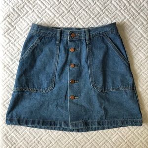 Women's Button Front Denim A-Line Short Skirt